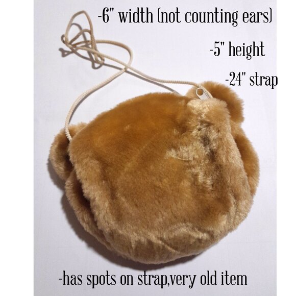 Vintage Unique Rare Teddy Bear Head Plush Shoulder Bag 6"W x 5"H - Picture 3 of 7